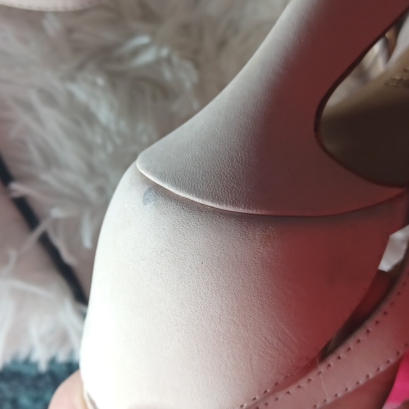 Schutz Kristy Nubuck Clear Vinyl Ankle Strap Dress Sandals Size 9B Rose Nude - Picture 9 of 13